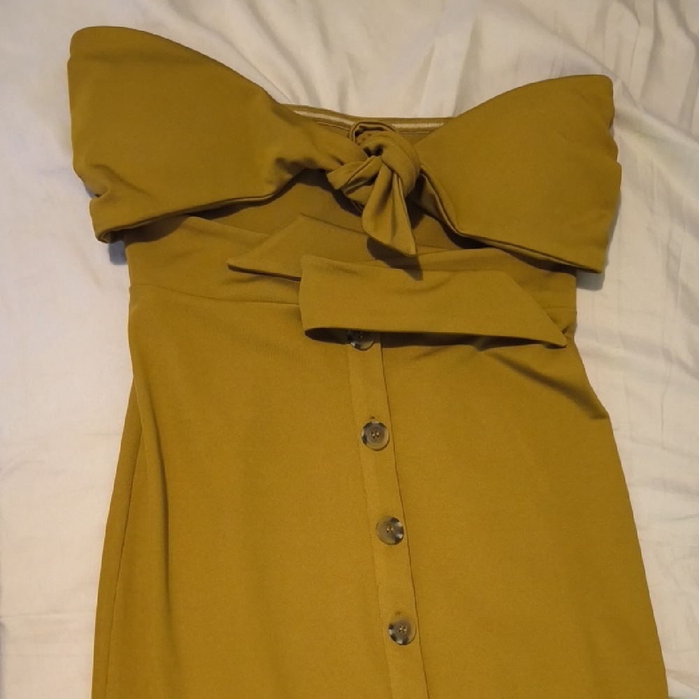 House of Harlow 1960 | Strapless Yellow Dress with Knot Detail